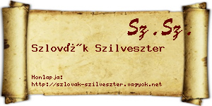 Szlovák Szilveszter névjegykártya